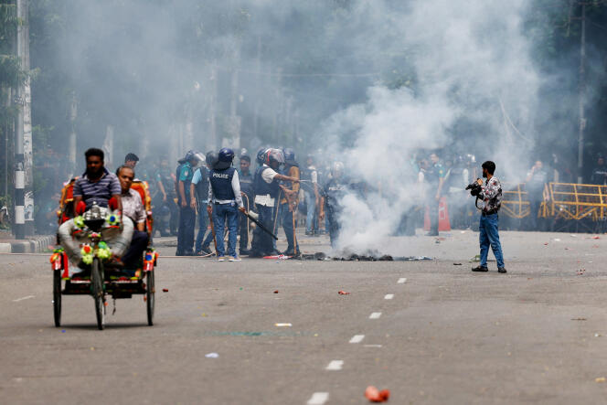 Lors de la manifestation à Dacca (Bangladesh), le 4 août 2024. 