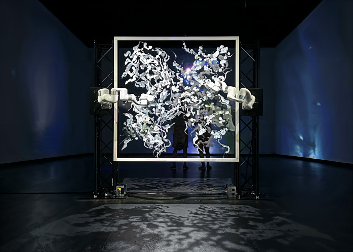 Sougwen Chung, Spectral, 2024. Acrylic on Perspex, Created with DOUG6. (Photo by David Sprangl)