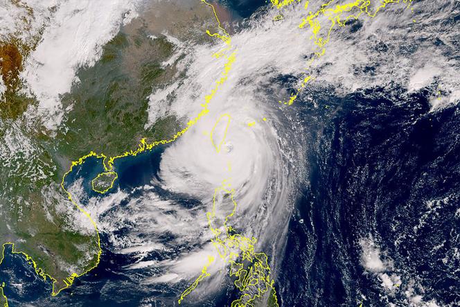 Typhoon Kong-rey approaching Taiwan in a satellite image provided by the Japan Meteorological Agency.