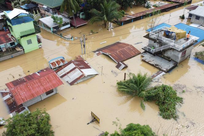 Submerged houses in a village in Ilagan, Isabela province, November 18, 2024.