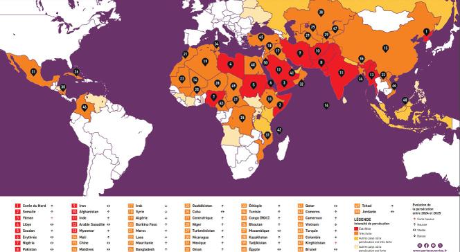 Map of the countries persecuting Christians the most. Doors open. 
